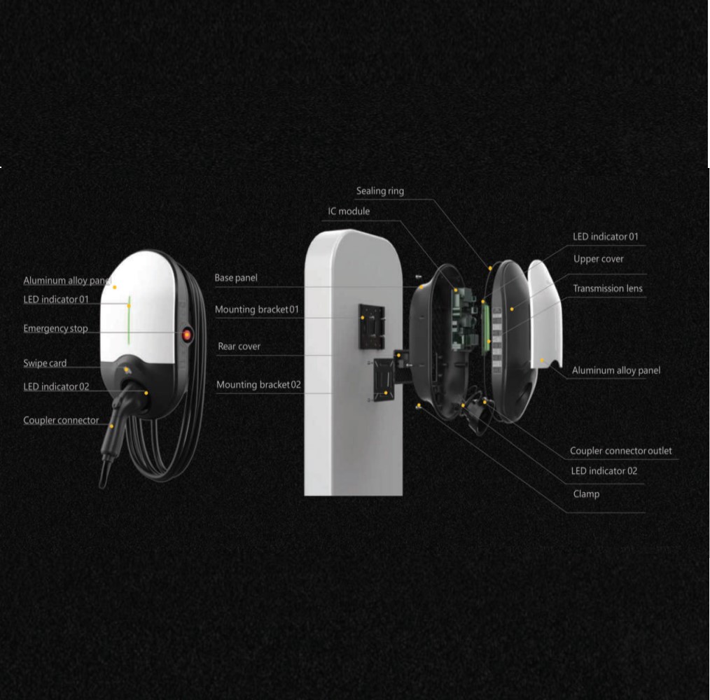 Dispositivo Colonnina Ricarica Prosep Nera Struttura